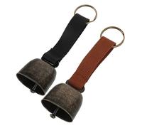 Warmhm 2pcs Small Loud Bells for Dog Collars with Button Strap Portable Pet Bells for Outdoor Hunting and Training Nonjarring Sound Tracker Accessories in Black and Brown