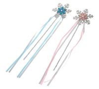 Warmhm 2pcs Snowflake Fairy Wands for Winter Party Supplies Chic Ice Silver Pink Costume Accessories Reusable Photo Props for Birthday Christmas Dress Up and Role Play