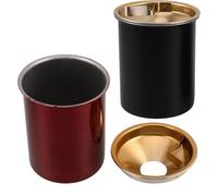 Warmhm 2pcs Stainless Steel Windproof Ashtrays with Lid, Covered Smokeless Cigarette Cigar Ashtray Set for Indoor Outdoor Use, Portable Patio and Office Smoke Tray in Crimson and Ebony