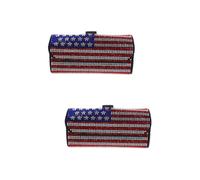 Warmhm 2pcs Usa Flag Car Visor Sunglasses Case Decorative Glasses Holder for Car Eyeglasses Case
