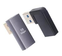 Warmhm 2pcs USB 3.0 Right Angle Male to Female Angled USB Adapters 90 Degree 10gbps Data Transfer for Laptop Connection Blue Front Connector Set