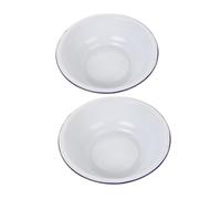 Warmhm 2Pcs Vintage Pure White Enamelware Basin Multipurpose Wash Tub for Kitchen and Bathroom Food Mixing Bowl for Washing Vegetables Fruits Dough Rice and Soup