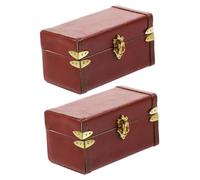 Warmhm 2pcs Vintage Storage Box Retro Leather Suitcase Model for Dollhouse Decor Chic Luggage Prop for House Layout and Unique Home Decoration