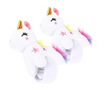 Warmhm 2pcs White Plush Unicorn Slap Bracelets Soft Furry Animal Wristbands Party Favor Gifts for