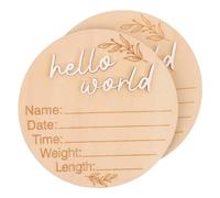 Warmhm 2pcs Wooden Baby Milestone Cards Newborn Birth Announcement Sign for Nursery Natural Wood for Hospital Use and Baby Showers