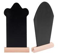 Warmhm 2pcs Wooden Double-Sided Blackboard Tombstone Memo Boards for Desktop Home Décor, Small Vintage Style Chalkboard Sign for Easter Decorations and Wedding Place Cards