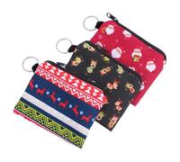 Warmhm 3 Pieces Mini Christmas Change Purse Set with Zippered Coin Bag and Portable Key Wallet, Compact Rectangular Storage for Travel and Daily Use