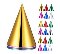 Warmhm 30pcs Colorful Metallic Foil Party Hats with Elastic Band for Adults Cone Shaped Birthday Caps Year Eve Party Supplies Multicolor Celebration Decorations