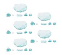 Warmhm 30Pcs Micro Landscape Artificial Resin Ice Boulders Set, Blue Miniature Fake Ice Cubes for Fairy Garden, Dollhouse Pond, Party Decoration, and Ocean Diorama