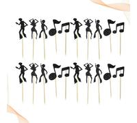 Warmhm 30pcs Vintage Music Note Cake Picks Set, 10pcs Decorative Cupcake Toppers with 5 Unique Designs, Suitable for Birthday and Theme Party Cake Decorations