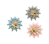 Warmhm 3pcs Alloy Honey Daisy Brooch Pin Glossy Enamel Durable Flower Jewelry for Women Elegant Gift Accessory for Dresses Scarves Jackets Random Color