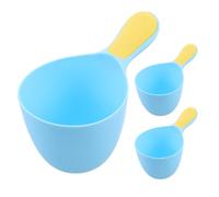 Warmhm 3pcs Baby Hair Washing Cups Set Plastic Rinse Scoops with Ergonomic Handles for Newborn Bathing and Toddler Shampoo Rinse, Blue Water Ladles for Boys and Girls’ Bath Use