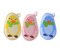 Warmhm 3Pcs Bath Scrubbers Soft Skin-Friendly Exfoliating Towels for Bathing Gentle Dead Skin Removal Portable Shower Tool with Lovely Penguin Prints