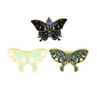 Warmhm 3pcs Cartoon Butterfly Enamel Pin Brooch Set, Alloy Lapel Badge for Bag, Hat and Sweater, Colorful Insect Jewelry Accessories for Women