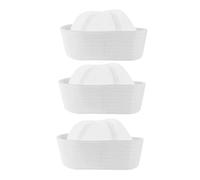 Warmhm 3pcs Classic White Sailor Hat Breathable Round Top Caps with Rolled Edge for Men Women Durable Comfortable Ocean Themed Party Costume Accessories for Nautical Role Play and