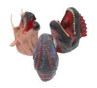 Warmhm 3pcs Dinosaur Hand Puppet Realistic Rubber Animal Puppets for Storytelling Playtime Imagination Triceratops Brachiosaurus Velociraptor