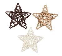 Warmhm 3pcs Five-pointed Rattan Stars and Wicker Balls Vase Bowl Filler Christmas Wedding Decorations Natural Rattan Hearts Table Centrepiece Home Decor Accessories