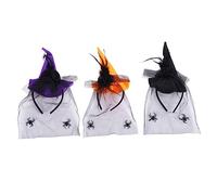 Warmhm 3pcs Halloween Witch Hat Hair Accessories Charming Headdress with Mesh Veils for Costume Parties Fits Adults for Festive Celebrations