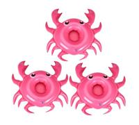 Warmhm 3PCS Inflatable Crab Floating Cup Holders PVC Water-resistant Pool Drink Stands for Outdoor Swimming Hawaiian Luau Party Beach Bachelorette Fun Rosy
