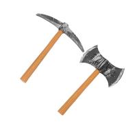 Warmhm 3pcs Lightweight Dwarf Cosplay Tools Set Fake Mining and Double-sided Axe Stage Play Props for Halloween Party Favor and Birthday Performance