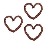 Warmhm 3pcs Love Heart Rattan Christmas Tree Pendant Twig Grapevine Heart Wicker Wreath Frame Garland Xmas Window Door Decor 20cm