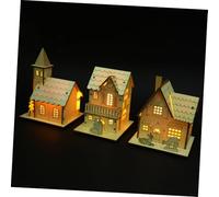 Warmhm 3pcs Mini House Shape LED Christmas Ornaments Unique Decorations for Home Bar and Restaurant Create Joyful Xmas Atmosphere with Luminous Decor