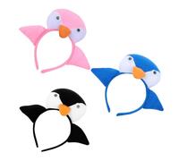 Warmhm 3pcs Penguin Headband for Elastic Animal Hair Hoop with Penguin Face Wings Lightweight Biology Props for School Lessons and Ocean Theme Parties