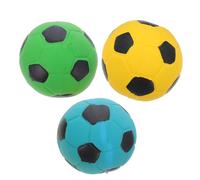 Warmhm 3pcs Soccer Shaped Latex Dog Toys Interactive Chewing Toys for Puppies Stress Relief Dental Care Portable Playthings in Yellow Blue Green