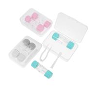 Warmhm 3pcs Travel Contact Lens Case Kit with Remover and Applicator Tools, Small Portable Soak Storage Containers in Grey, Lake Blue, and Pink for Daily Lens Care and Outdoor Use