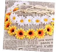 Warmhm 3pcs Yellow Bridal Floral Headband Set with Simulation Flowers Lightweight Floral Headpiece for Weddings Party Festival Photo Taking