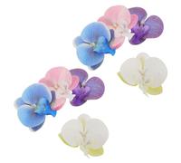 Warmhm 4 Pairs Flower Shoe Buckle Clips Removable Butterfly Orchid Floral Sandal Decorations Comfortable Secure Fit for Summer Beach Weddings Versatile Embellishments in Blue Purple Pink