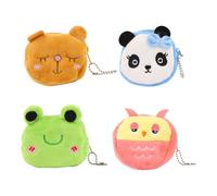 Warmhm 4 Pieces Plush Animal Coin Purse Set, Cute Shaped Soft Wallets for Women, Includes Shy Bear, Red Owl, Blue Bear, and Frog, Portable Money Pouches for Daily Use