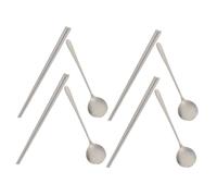 Warmhm 4 Sets Korean Set Stainless Steel Tableware Reusable Spoon and Chopsticks with Long Handle for Home Restaurant Portable Family Use