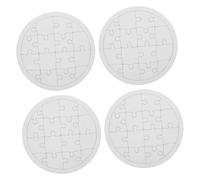 Warmhm 4 Sheets DIY Blank Puzzles for Unpainted Puzzle Pieces for Drawing Doodling Creative Arts for Interactive Learning Imagination Development
