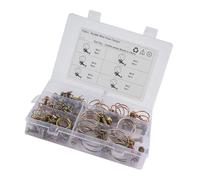 Warmhm 42pcs Adjustable Double Wire Iron Hose Clamp Set 6 Sizes, Zinc-Plated Steel Tube Clips for Pipe and Hose Securing, Includes Clamps and Bolts for Automotive and Industrial Use