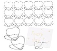 Warmhm 48pcs Heart Shape Metal Card Holders Double Note Holder Stand for Table Numbers Photos Memos Wedding Party Desktop Display Stands Silver