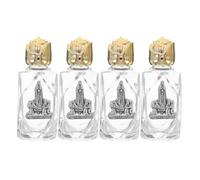 Warmhm 4pcs 16ml Mini Glass Holy Water Bottles with Golden Rose Lid Refillable Holy Water Container for Baptism and Home Blessings Elegant Decorative Vessel