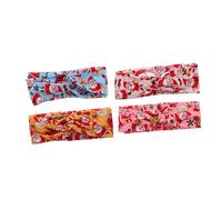 Warmhm 4pcs Christmas Headbands for Women Knotted Sweatband with Santa and Reindeer Print Breathable Fitness Hair Wraps for Yoga Sports and Daily Use Adorable Holiday Hair Accessories