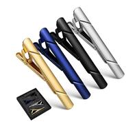 Warmhm 4PCS Classic Metal Tie Clips for Men Smooth Finish Necktie Clips Stylish Tie Accessories for Weddings Banquets and Business Events
