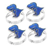 Warmhm 4Pcs Dinosaur Color Change Rings for Emotion Temperature Reactive Jewelry for Boys and Fun Mood Rings with Open Band Design for Birthdays and Special Occasions