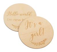 Warmhm 4pcs Growing up Celebration Cards Creative Wooden Growth Cards for Newborn Girl Grow Nursery Accessories