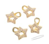 Warmhm 4pcs Hollow Star Teeth Grill Caps Golden Rhinestone Tooth Jewelry for Men Women Hip Hop Rapper Costume Party Mouth Accessory
