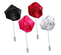 Warmhm 4pcs Men's Suit Lapel Pin Brooch Elegant Flower Design Black Deep Red Silver and Stylish Accessories for Gentlemen's Attire for Fashion Forward Men