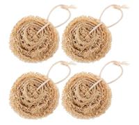 Warmhm 4pcs Natural Loofah Kitchen Cleaning Sponges Comfortable Dishwashing Tool Brown Eco-Friendly Scrubber for Kitchen Scouring