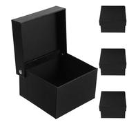 Warmhm 4pcs Necktie Boxes Set with Flip Lid, Black Small Keepsake Case for Ties and Scarves, Decorative Packaging Boxes for Small Business Presentation and Proposal