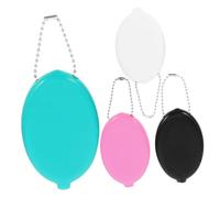 Warmhm 4pcs Portable Oval PVC Coin Pouches with Chain Lightweight Compact Coin Storage Holders for Women Men Small Change Bags for Travel Daily Use