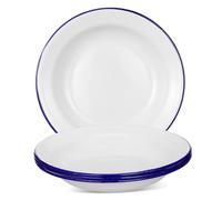 Warmhm 4pcs Retro Style Enamel Plates White Vintage Design Food Serving Tray Practical for Snacks Fruit Serving at Picnic Or Bar