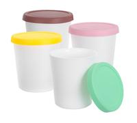 Warmhm 4pcs Reusable Ice Cream Storage Containers with Silicone Lids, 1l Stackable Food Storage Cups for Homemade Ice Cream, Desserts, Snacks, And Freezer Safe