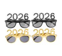 Warmhm 4pcs Rhinestone Party Glasses Lightweight Novelty Eyewear with Glitter Frame for Years Eve Celebration Gold Black Photo Booth Accessories for Fun Year Selfie Props