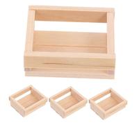 Warmhm 4pcs Scale Dollhouse Crates for Tiny Item Organization Mini Craft Fruit Baskets Decorative Fairy Garden Ornaments